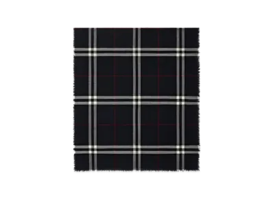 Burberry Wide Check Wool Scarf "Ink"