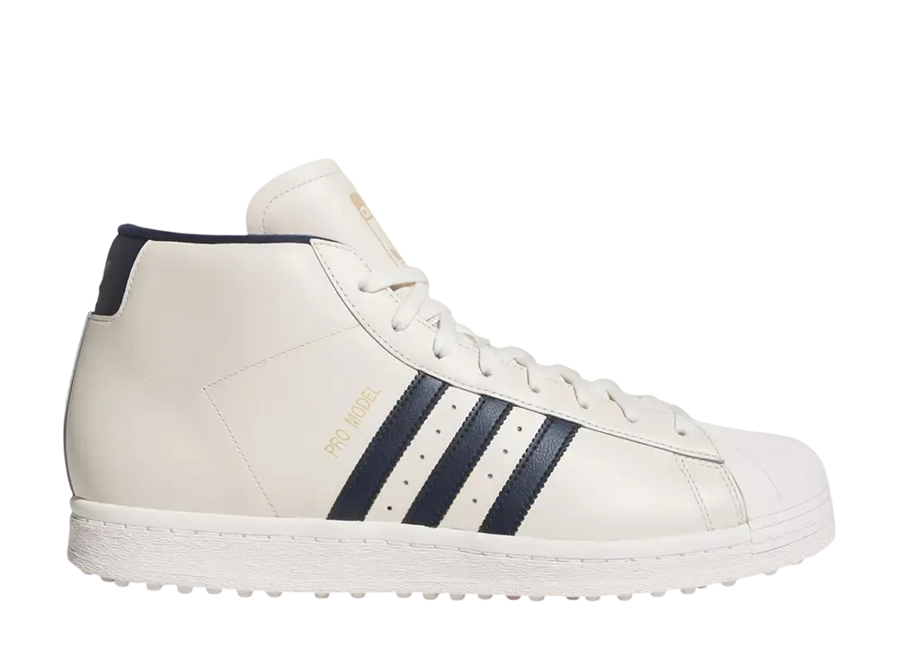 adidas Pro Model Midcut Spikeless Golf "Chalk White/Night Indigo/Gold Metallic"