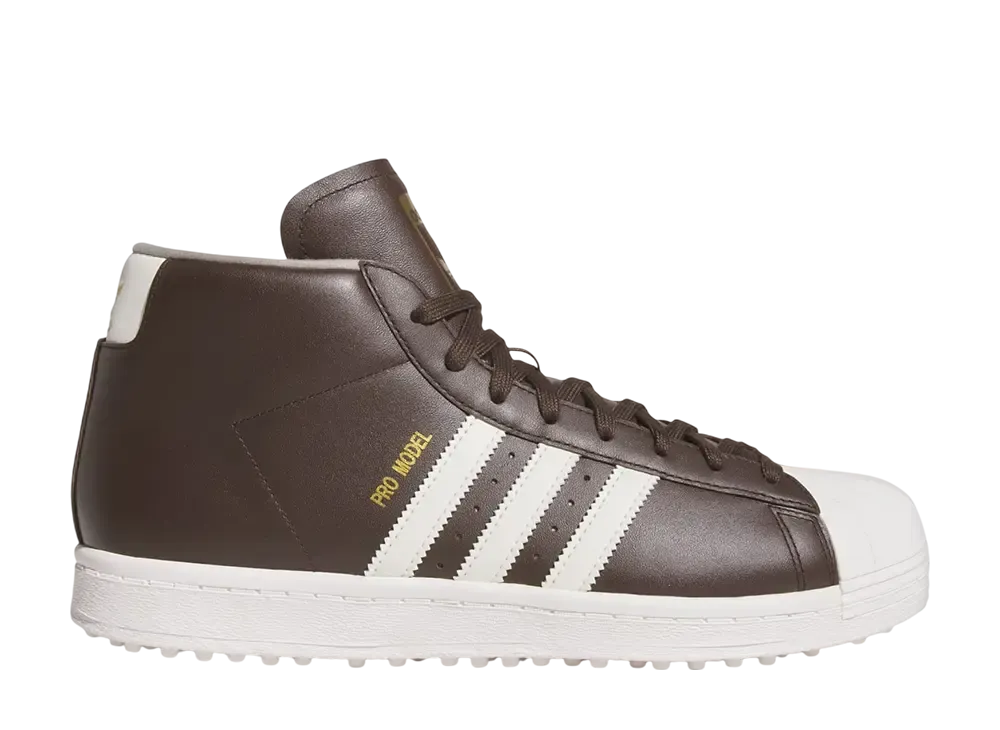 adidas Pro Model Midcut Spikeless Golf "Dark Brown/Chalk White/Gold Metallic"