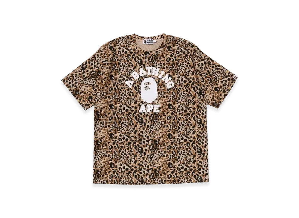 アベイシングエイプ ワイルド レオパード パターン カレッジ リラックス フィット Tシャツ "ベージュ"