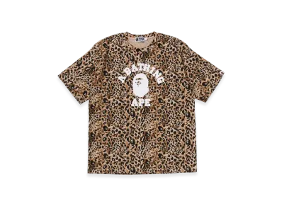 A BATHING APE Wild Leopard Pattern College Relaxed Fit Tee "Beige"