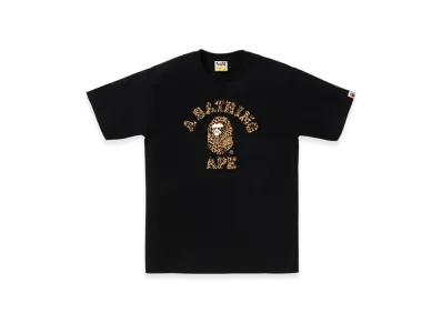A BATHING APE Wild Leopard Pattern College Tee "Black Beige"