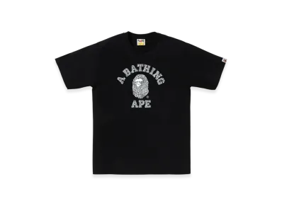 A BATHING APE Wild Leopard Pattern College Tee "Black Grey"