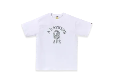 A BATHING APE Wild Leopard Pattern College Tee "White Grey"