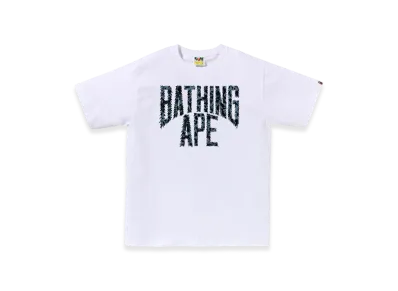 A BATHING APE Wild Leopard Pattern Nyc Logo Tee "White Navy"