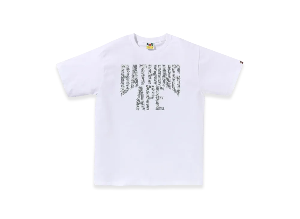 A BATHING APE Wild Leopard Pattern Nyc Logo Tee "White Grey"