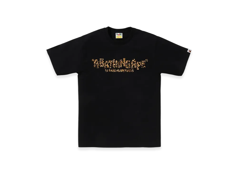 A BATHING APE Wild Leopard Pattern Primitive Logo Tee "Black"