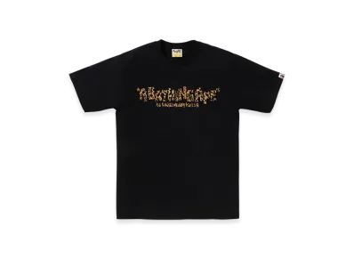 A BATHING APE Wild Leopard Pattern Primitive Logo Tee "Black"