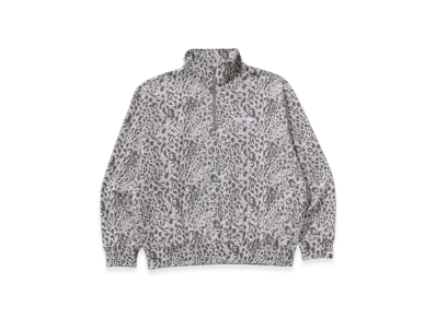 A BATHING APE Wild Leopard Pattern Relaxed Fit Half Zip Sweatshirt "Grey"