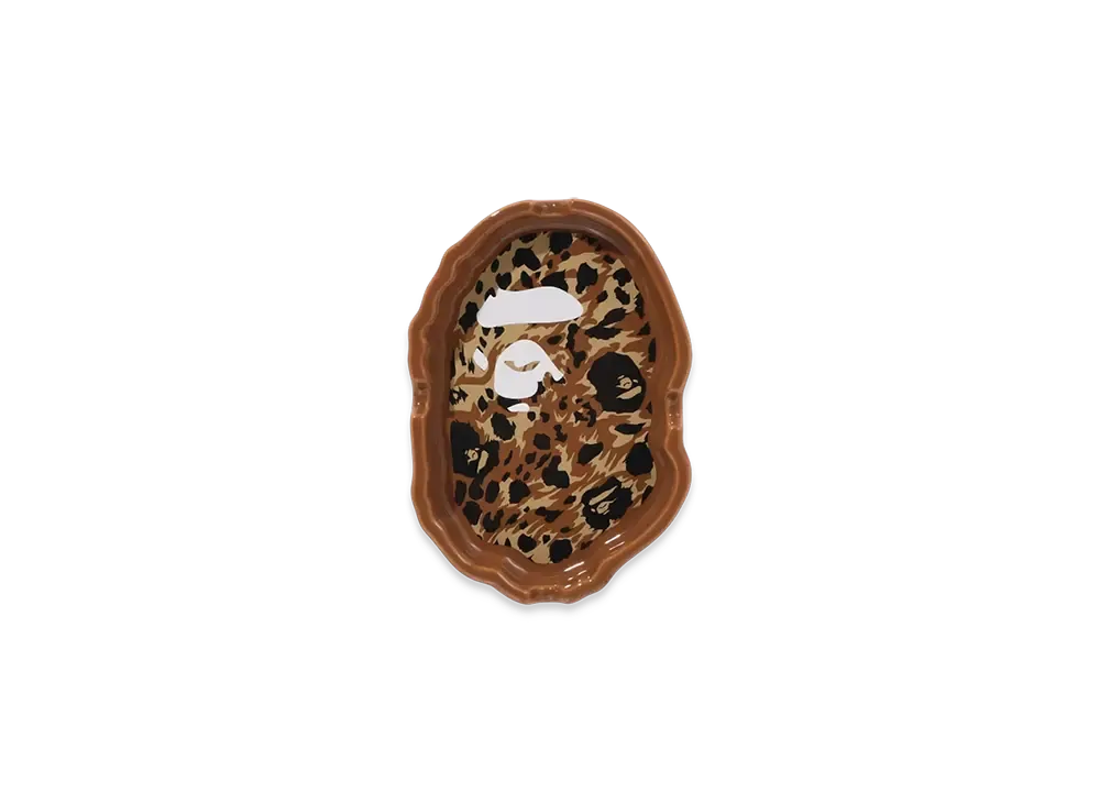 A BATHING APE Wild Leopard Pattern Ape Head Ashtray "Beige"