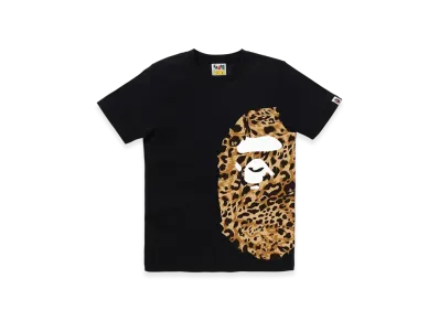 A BATHING APE Wild Leopard Pattern Side Big Ape Head Tee "Black Beige"
