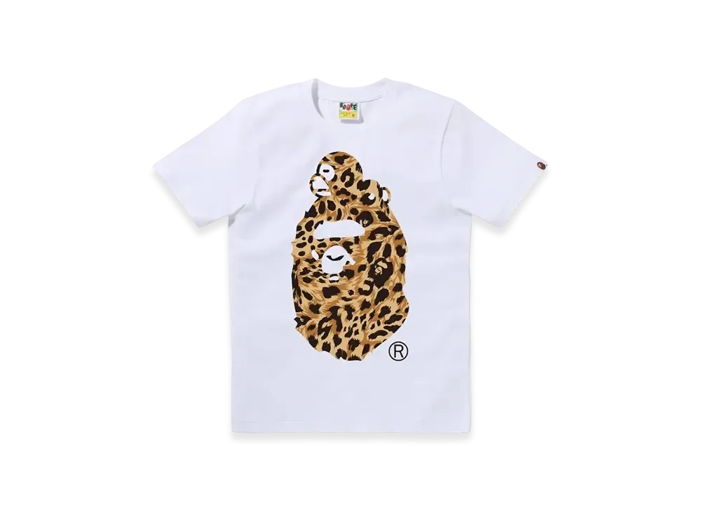 A BATHING APE Wild Leopard Pattern Milo On Big Ape Tee "White Beige"
