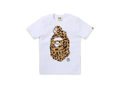 A BATHING APE Wild Leopard Pattern Milo On Big Ape Tee "White Beige"
