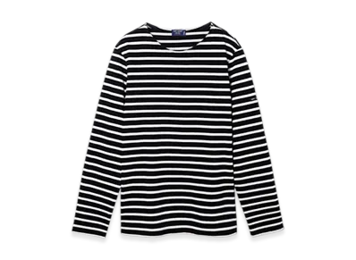 SAINT JAMES Long Sleeve T-shirt Meridien "Noir Ecru"