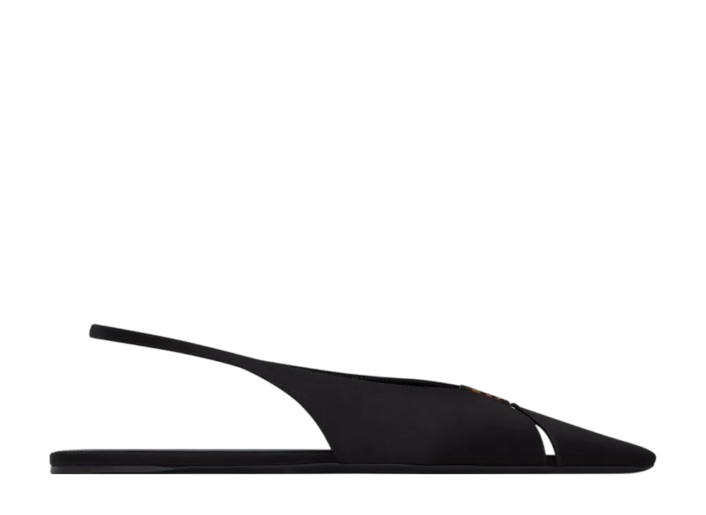 サンローラン ウィメンズ バビロン スリングバックフラット サテンクレープ "ブラック"