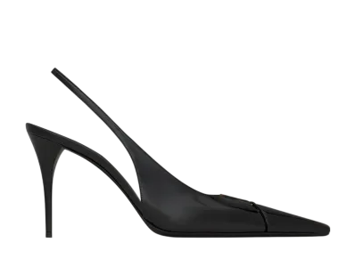 Saint Laurent Women's Babylone Breteuil Slingback Pumps Smooth Leather "Noir"