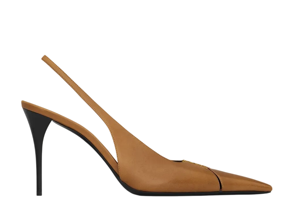 サンローラン ウィメンズ バビロン ブルトイユ スリングバックパンプス スムースレザー "マカダミア"
