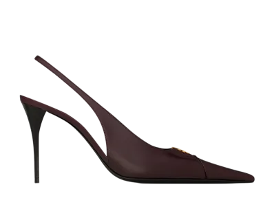 Saint Laurent Women's Babylone Breteuil Slingback Pumps Smooth Leather "Bordeaux"