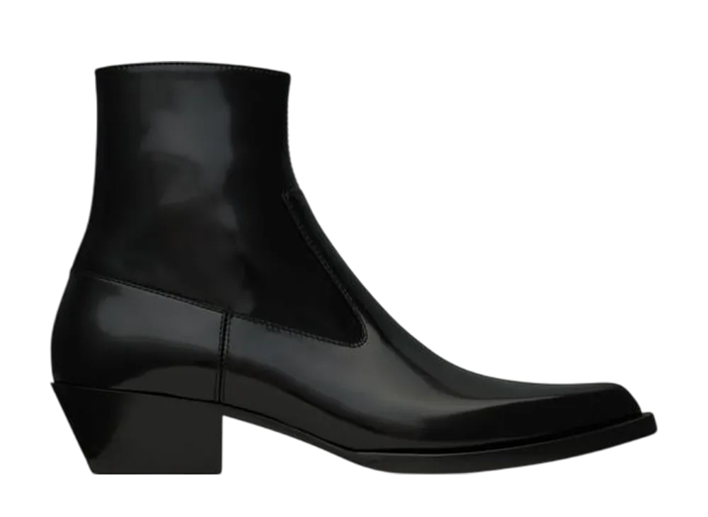 サンローラン ウィメンズ ビート ブーティー グレーズドレザー "ブラック"