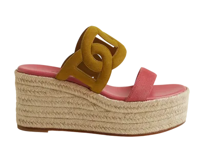 Hermes Women's Ithea 30 Espadrille "Vert Muscade/Rose Amarante"
