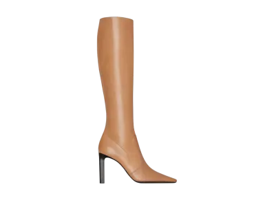 Saint Laurent Women's Francoise Boots Smooth Leather "Macadamia"