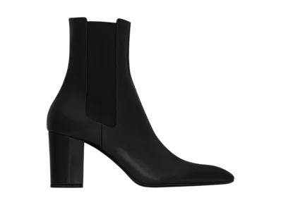 Saint Laurent Women's Betty Chelsea Boots Glazed Leather "Black"