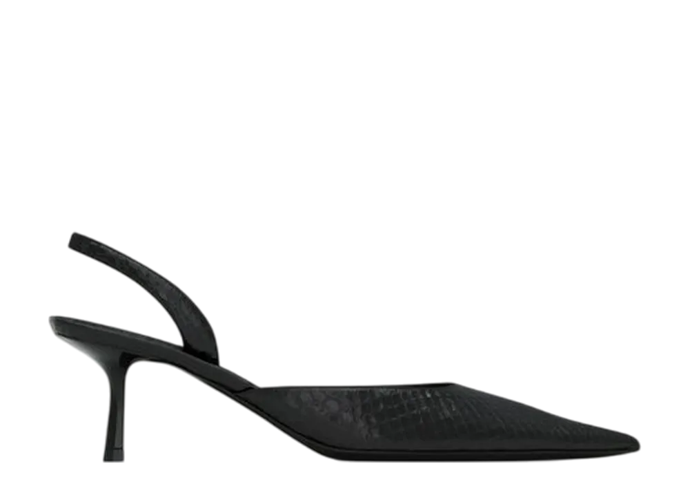 サンローラン ウィメンズ ミスティ スリングバックパンプス パイソン "ブラック"