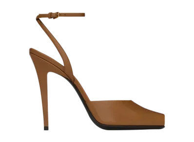 Saint Laurent Women's La Scandale Sandals Smooth Leather "Macadamia"