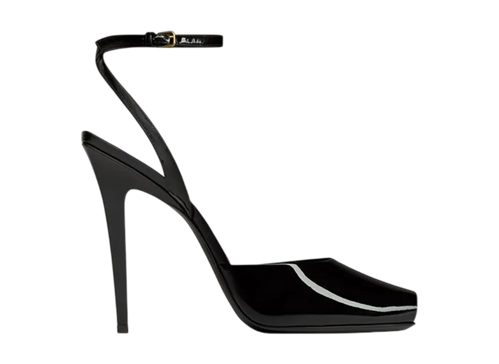 サンローラン ウィメンズ ラ スキャンダル サンダル パテントレザー "ブラック"