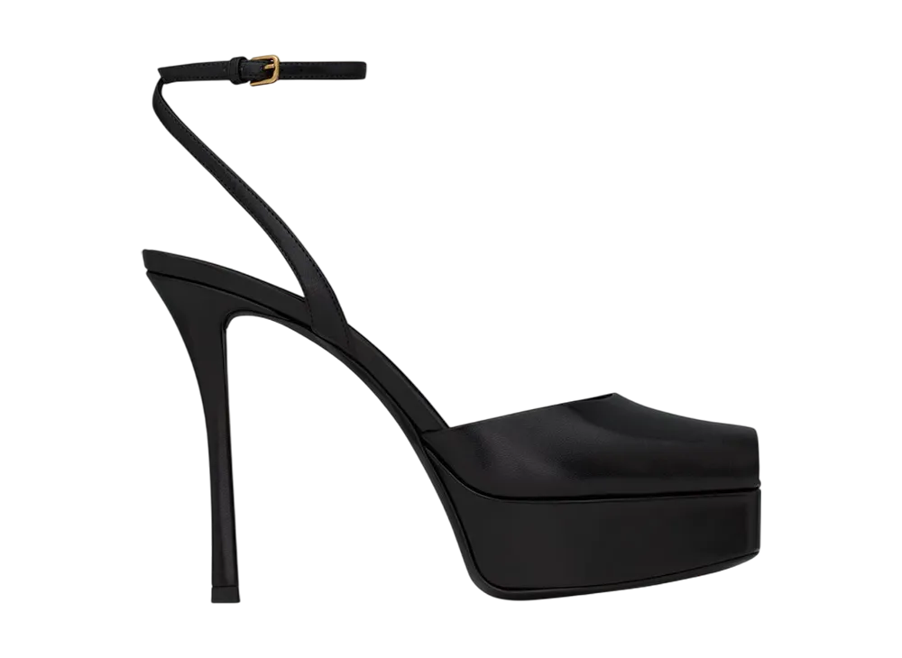 サンローラン ウィメンズ ラ スキャンダル プラットフォームサンダル スムースレザー "ブラック"