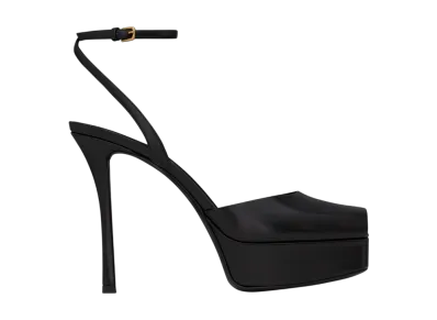 Saint Laurent Women's La Scandale Platform Sandals Smooth Leather "Black"