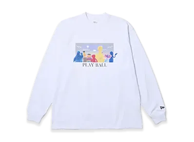 NEW ERA x SESAME STREET Long Sleeve Oversized Cotton T-shirt Baseball "White"