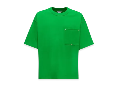 Bottega Veneta Heavy Jersey T-Shirt with Rivet Pocket "Parakeet"