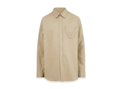 Bottega Veneta V Applique Cotton Shirt with Chest Pocket "Sand"
