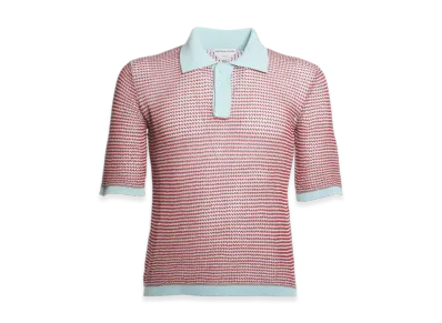 Bottega Veneta Open Fishnet Polo "Red/Light Blue"