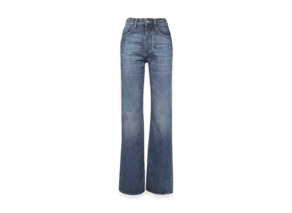 Bottega Veneta Women's Medium Washed High-Rise Straight Denim Pants "Original Medium Wash Indigo"