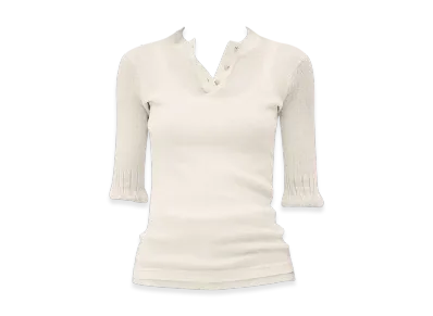 Bottega Veneta Women's Slim Fit Light Cotton Top "Chalk"