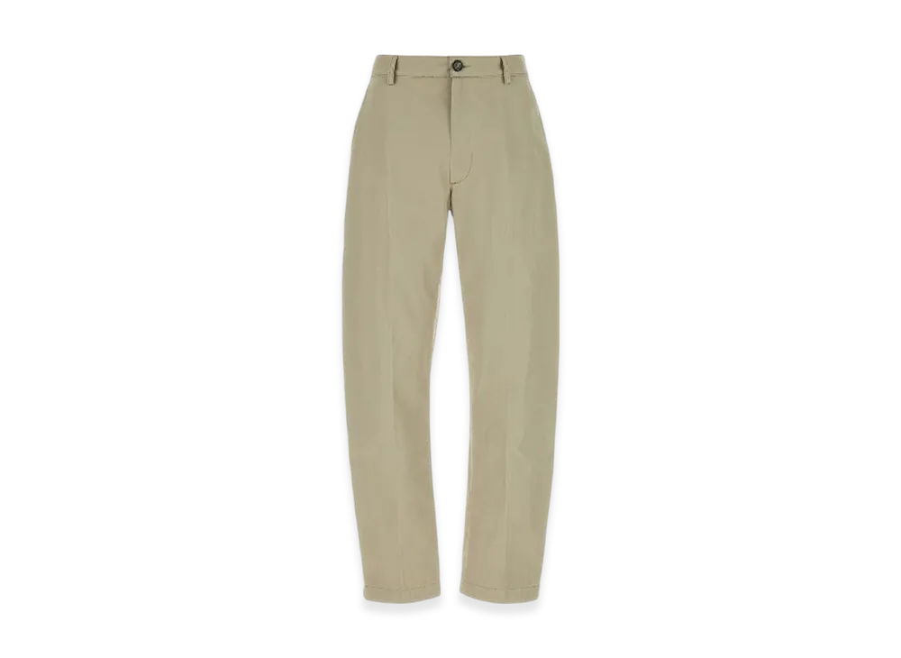 Bottega Veneta Women's Straight Leg Cotton Twill Trousers "Travertine"
