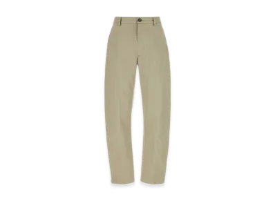 Bottega Veneta Women's Straight Leg Cotton Twill Trousers "Travertine"