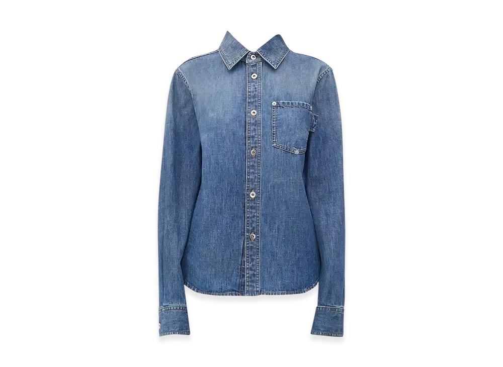 Bottega Veneta Women's Light Washed Denim Shirt "Original Medium Wash Indigo"