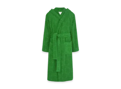 Bottega Veneta Intreccio Pattern Cotton Bathrobe "Grass"