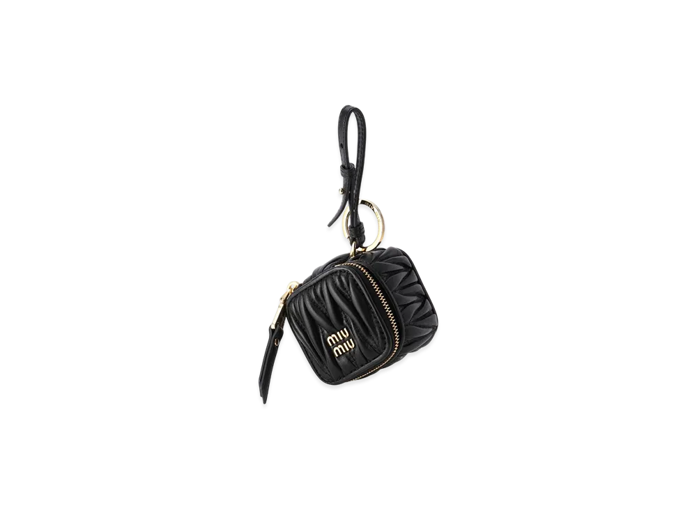 MIU MIU Trick Matelasse Keyring "Nero"