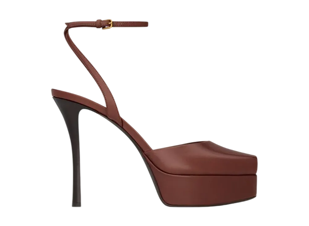 サンローラン ウィメンズ ラ スキャンダル プラットフォームサンダル スムースレザー "エステティックブラウン"