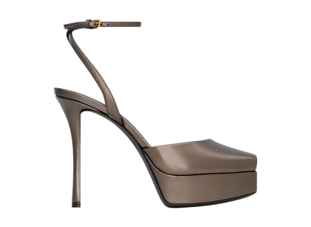 サンローラン ウィメンズ ラ スキャンダル プラットフォームサンダル スムースレザー "メタルブラウン"