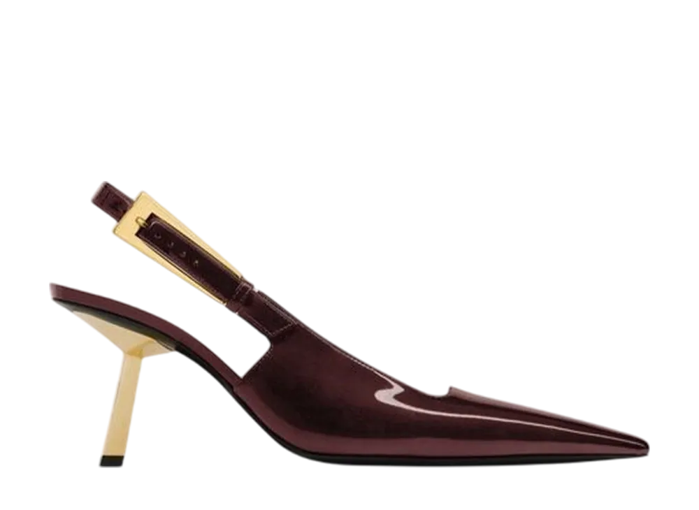 サンローラン ウィメンズ リー スリングバック パンプス パテントレザー "マロングラッセ"