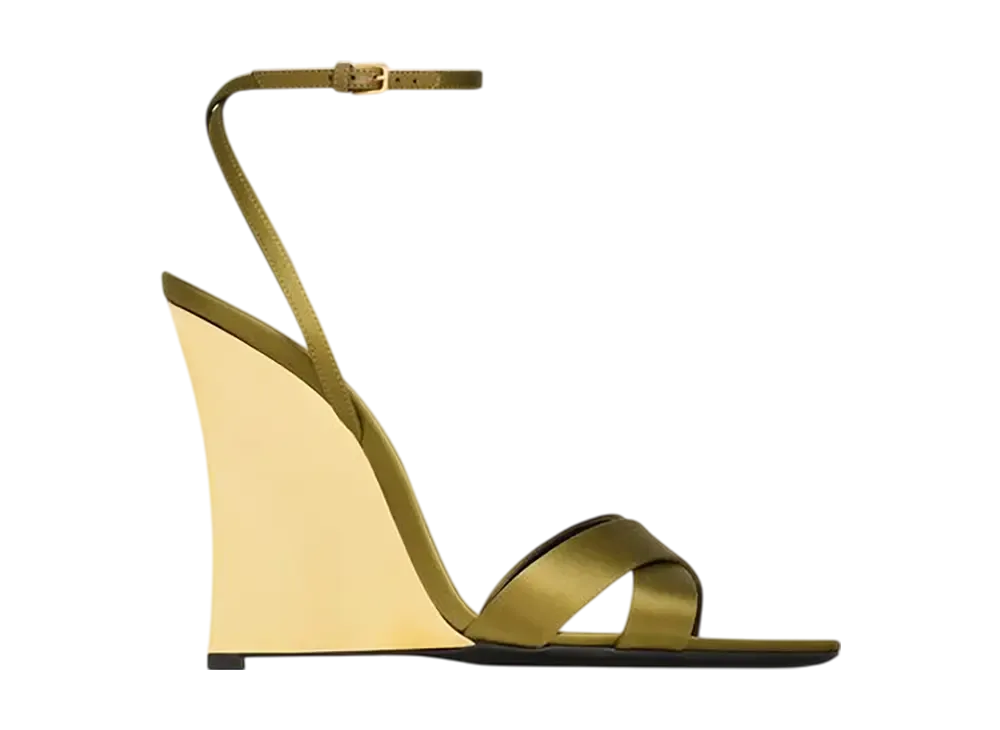 サンローラン ウィメンズ リュシエンヌ ウェッジ サテンクレープ "キューバゴールド"