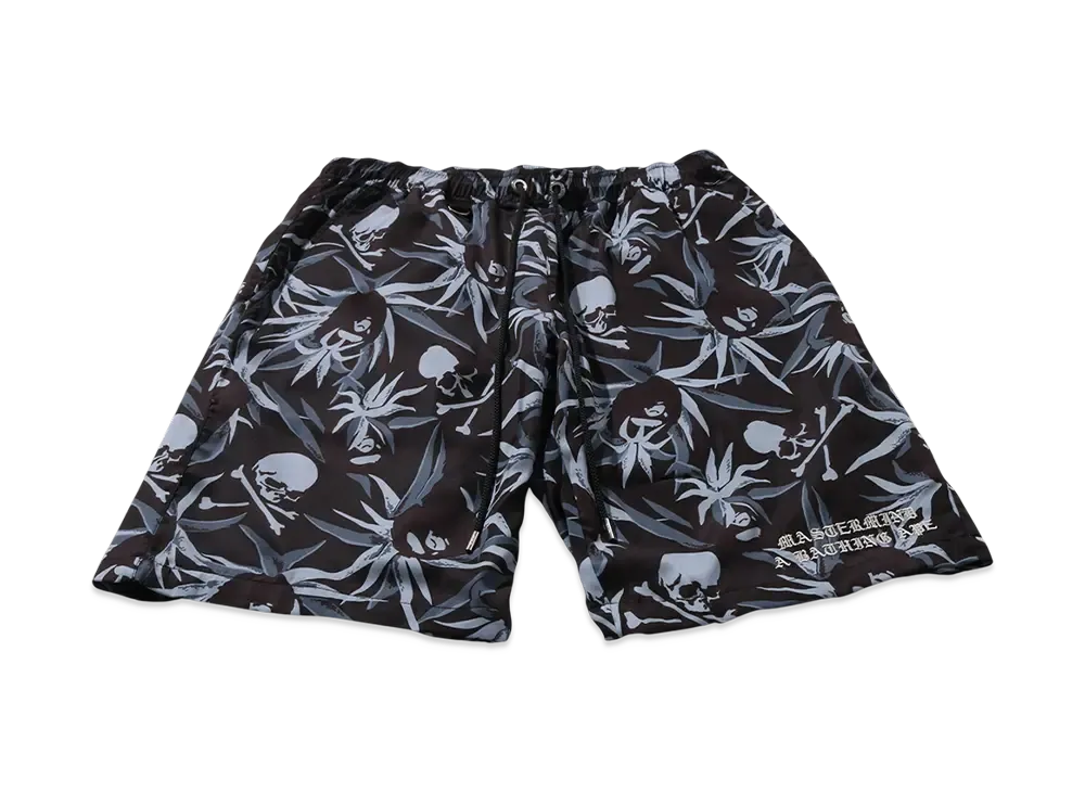 A BATHING APE x mastermind JAPAN Tropical Skull Camo Relaxed Fit Shorts "Black"