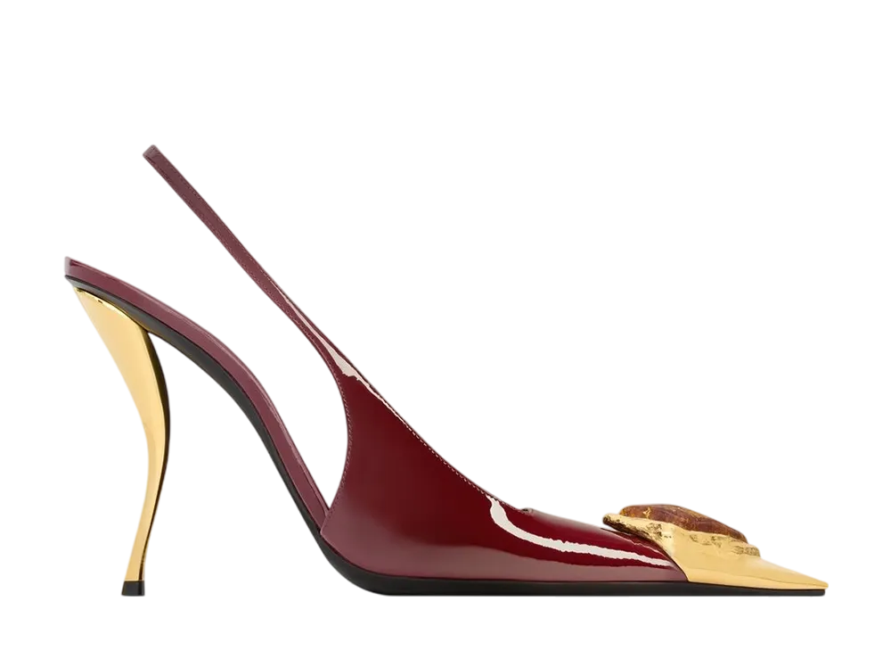 サンローラン ウィメンズ ルル スリングバックパンプス パテントレザー "ボルドー/アンブレ"