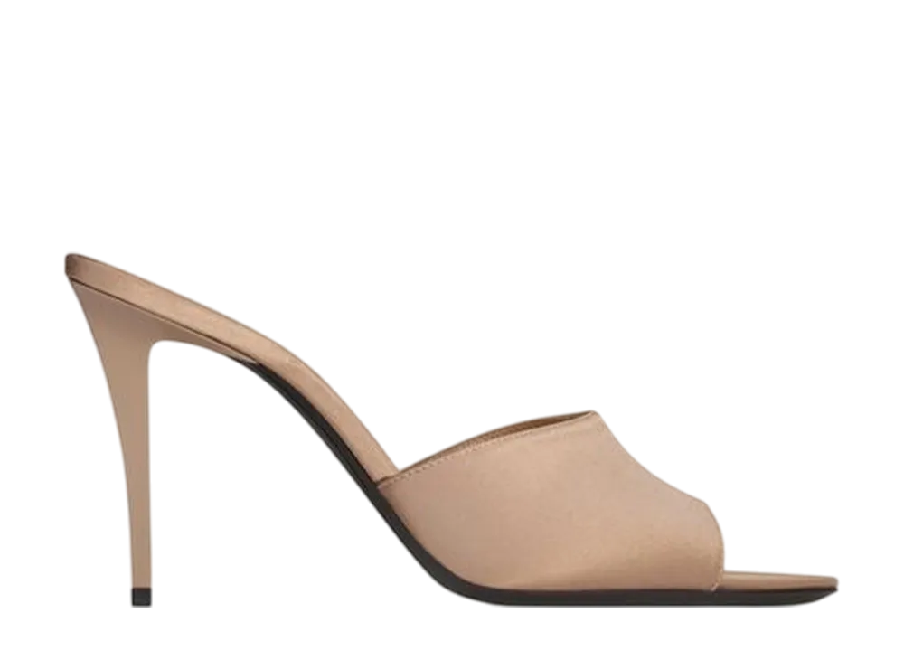 Saint Laurent Women's Romy Mules Satin Crepe "Desert Pink"