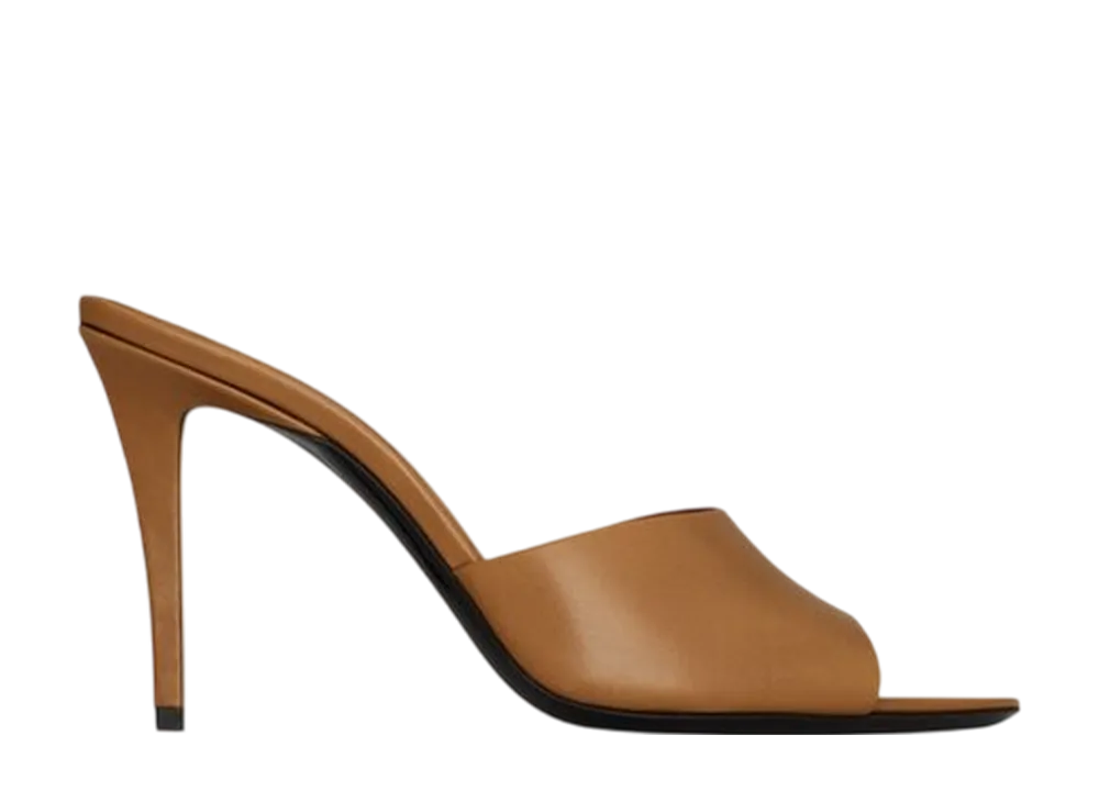 Saint Laurent Women's Romy Mules Smooth Leather "Macadamia"
